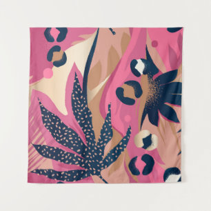 Tapiz Piel Leopardo Moderna, Floral Exótica.
