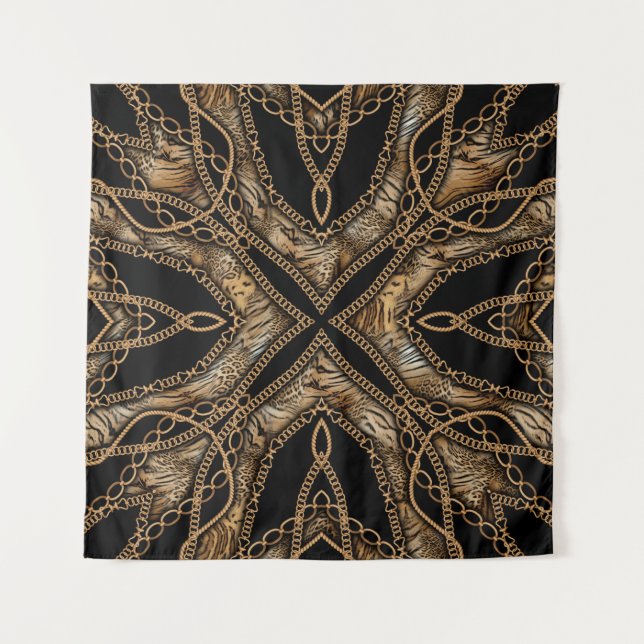 Tapiz Piel leopardo y joyería de cadena (Anverso)