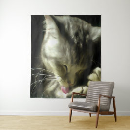 Tapiz Piel Y Puro Suave Y Suave De Un Gato Gris