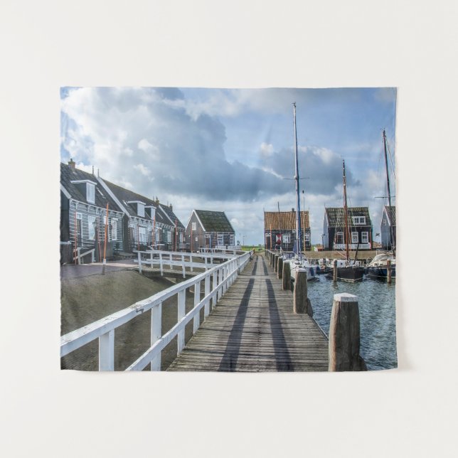 Tapiz Pier de madera en Marken, Países Bajos (Anverso (horizontal))