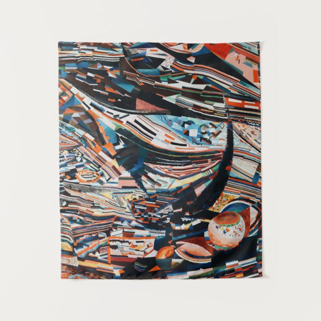 Tapiz Pila de embarcaciones de madera marrón y azul (Anverso)