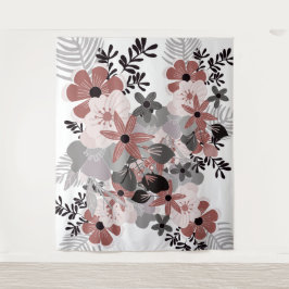 Tapiz Pimiento Chili Rosa Rubor y Floral Boho Gris