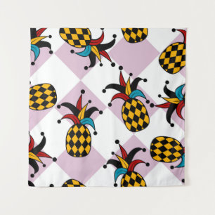 Tapiz Piña estilizada. Gorra y rhombus Harlequin. Mar