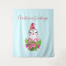 Tapiz Pingüino de Navidades burdos en Santa Hat