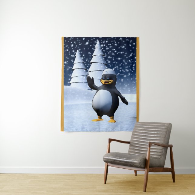 Tapiz Pingüino Marinero Divertido (In situ)