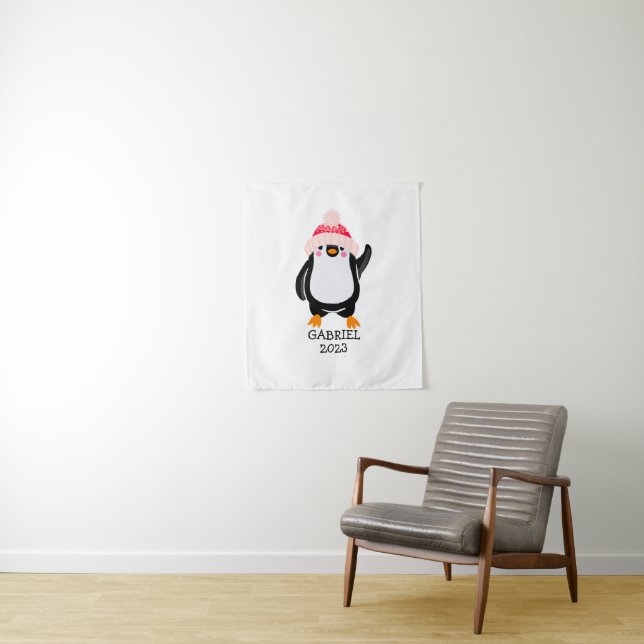 Tapiz Pingüino Navidades burdos y personalizados en Gorr (In situ)