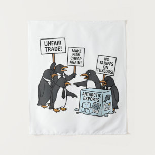 Tapiz Pingüinos contra aranceles anti Trump