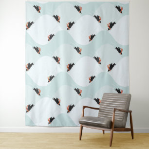 Tapiz Pingüinos juguetones deslizándose sobre el patrón 