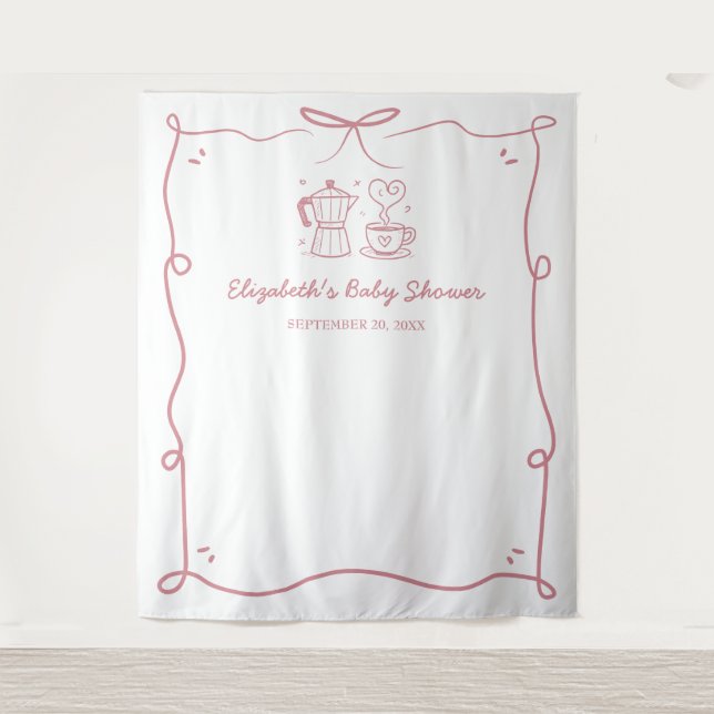 Tapiz Pink Baby Is Brewing Coffee Baby Shower (Anverso)