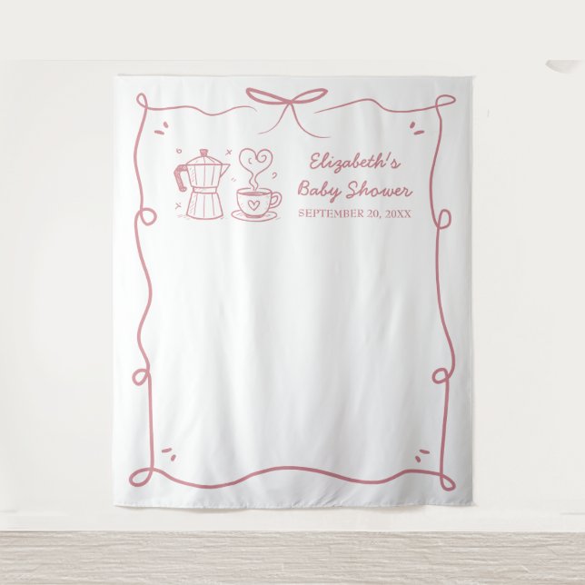 Tapiz Pink Baby Is Brewing Coffee Baby Shower (Anverso)