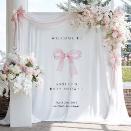 Tapiz Pink Bow Baby Shower Backdrop