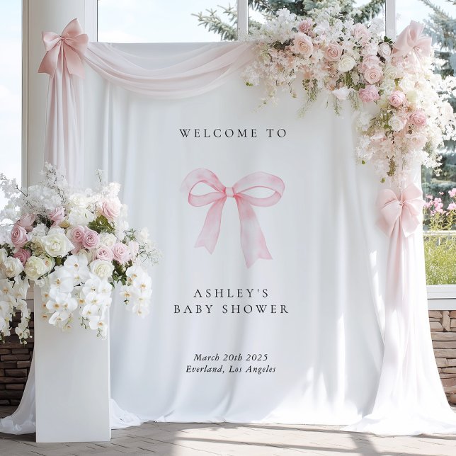 Tapiz Pink Bow Baby Shower Backdrop (Subido por el creador)