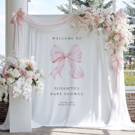 Tapiz Pink Bow Coquette Baby Shower Backdrop