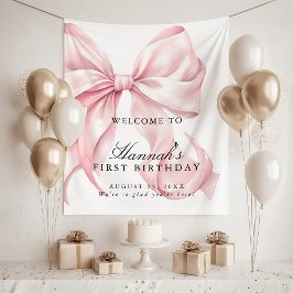 Tapiz Pink Coquette Bow Birthday Party Welcome Sign