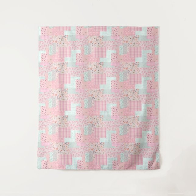 Tapiz Pink Floral Aesthetic Tapestry | Romantic Wall Dec (Anverso)