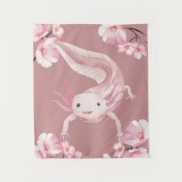 Tapiz Pink Floral Axolotl Tapestry