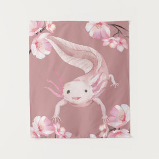 Tapiz Pink Floral Axolotl Tapestry
