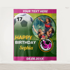 Tapiz Pink Football Birthday, Football Girl Player