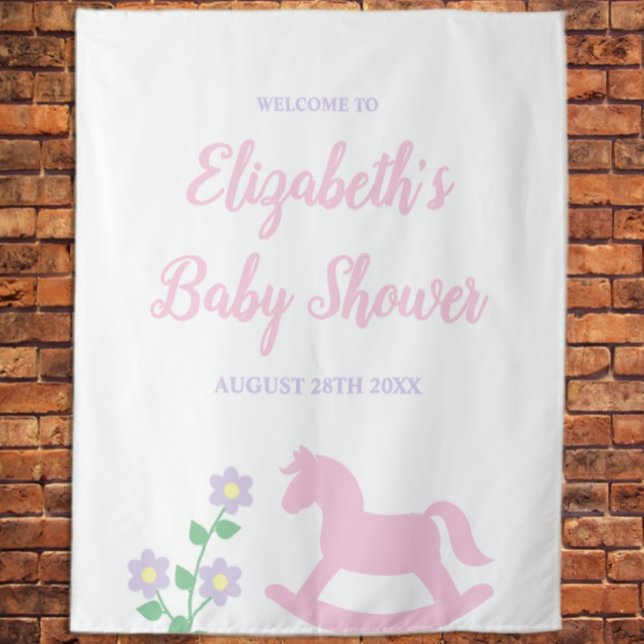 Tapiz Pink Rocking Horse Girl Baby Shower (Subido por el creador)