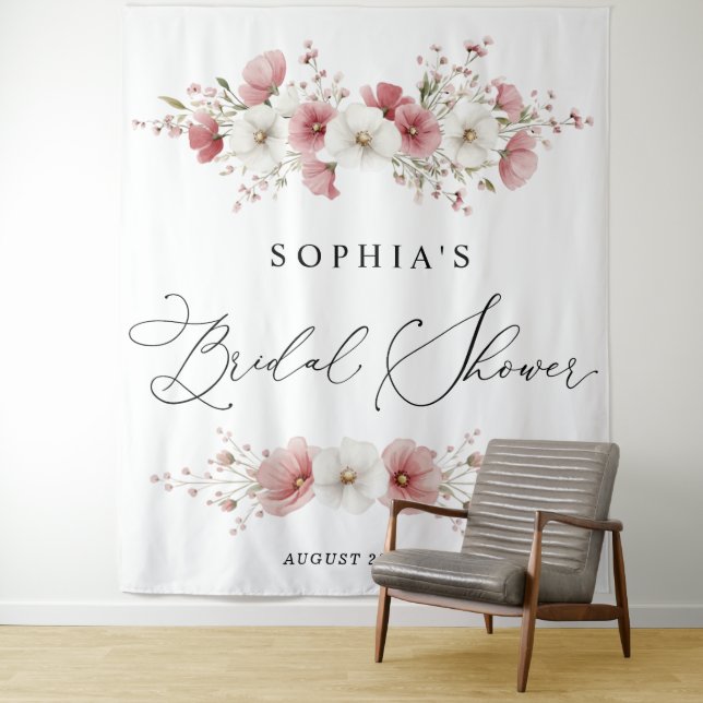 Tapiz Pink Wild Flowers Bridal Shower  Tapes (In situ)