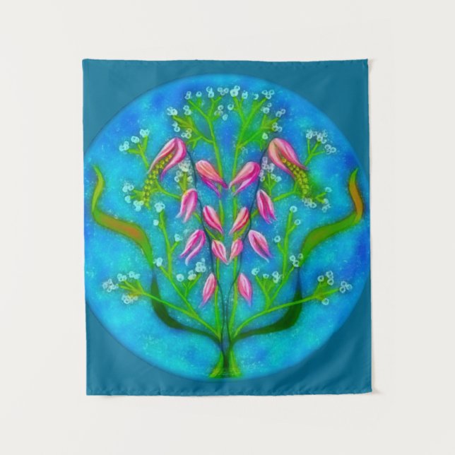 Tapiz Pintado acrílico de flores de playa (Anverso)