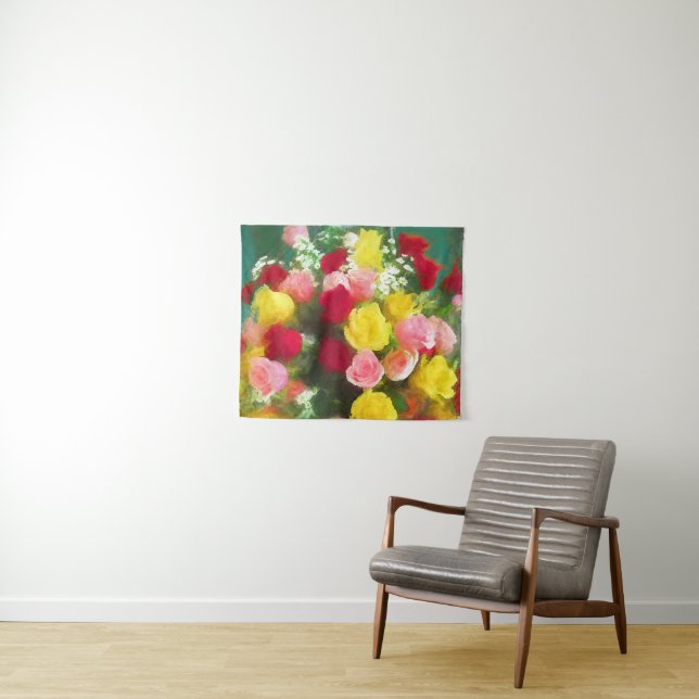 Tapiz Pintado Rose Bouquet - Arte de Flor Original. (In situ (horizontal))