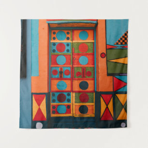 TAPIZ PINTURA ABSTRACTA AZUL ROJA Y AMARILLA