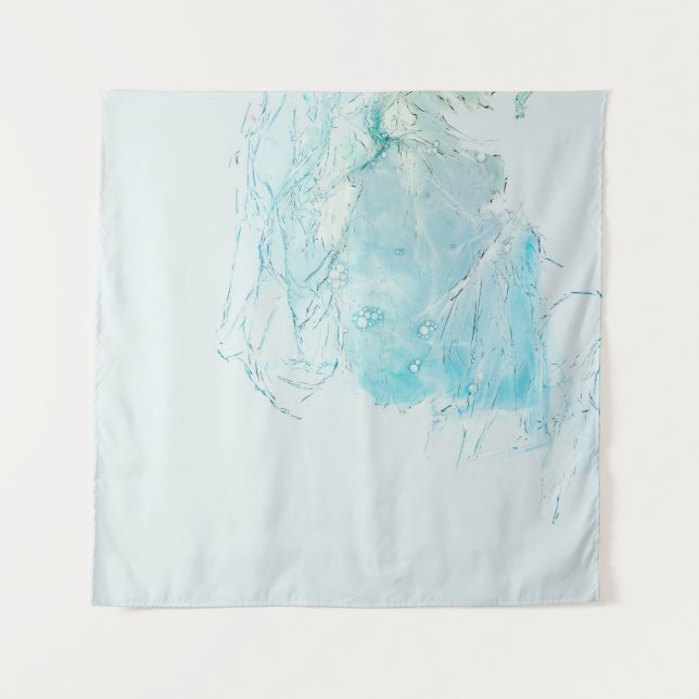 Tapiz Pintura abstracta azul y blanco (Anverso)