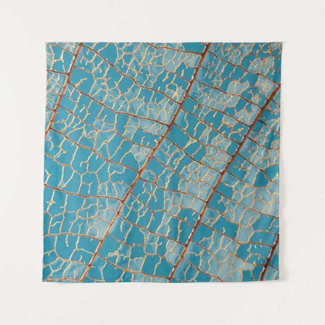 Tapiz Pintura abstracta azul y blanco (Anverso)