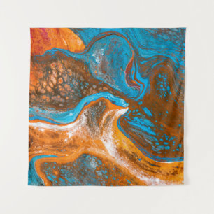 Tapiz Pintura abstracta azul y marrón