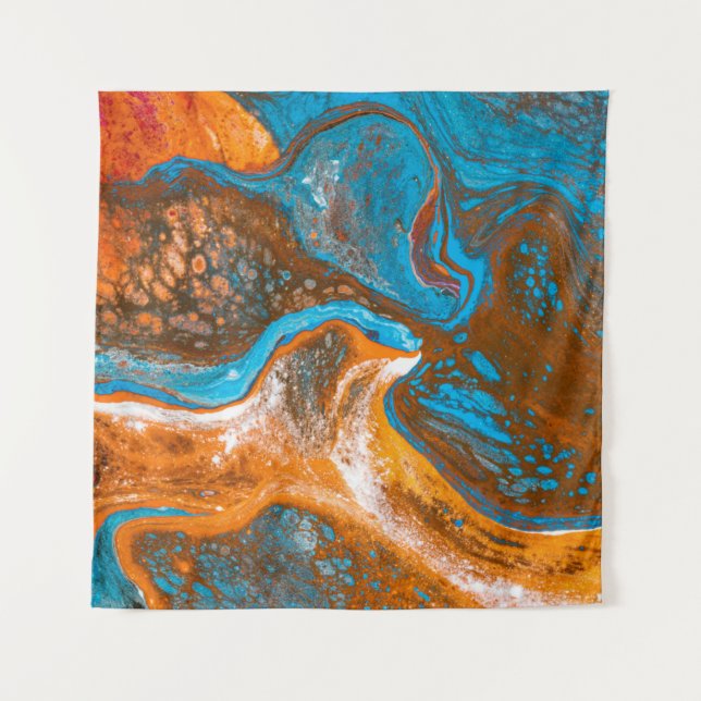 Tapiz Pintura abstracta azul y marrón (Anverso)
