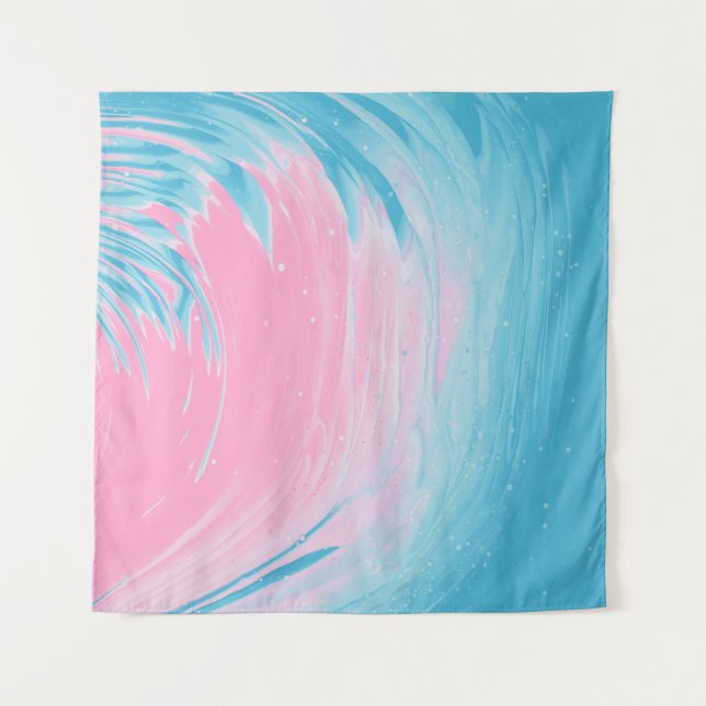 TAPIZ PINTURA ABSTRACTA AZUL Y ROSA 2 (Anverso)