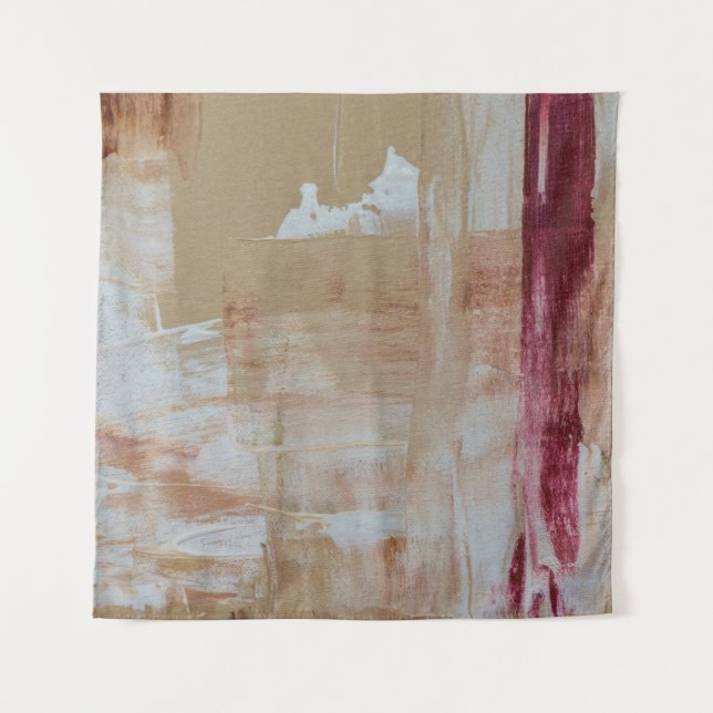 Tapiz Pintura abstracta de color marrón y blanco (Anverso)