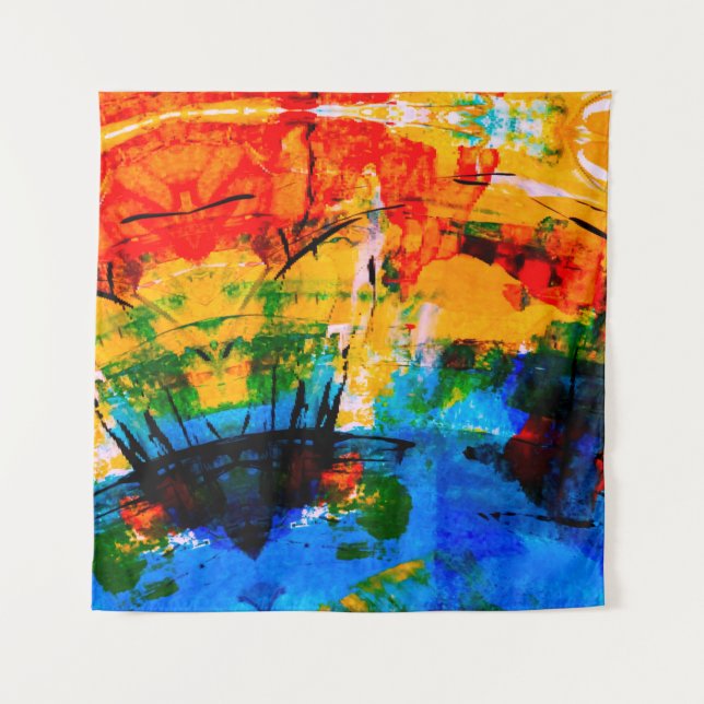 Tapiz Pintura abstracta en una pared de hormigón. ilustr (Anverso)