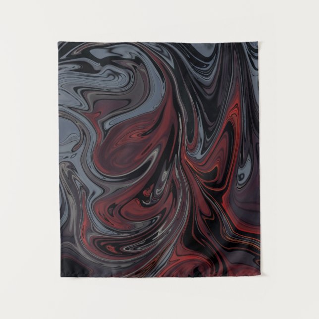 Tapiz Pintura abstracta gris y roja (Anverso)