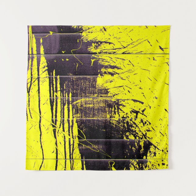 Tapiz Pintura abstracta negra de plaqueta gotea sobre un (Anverso)