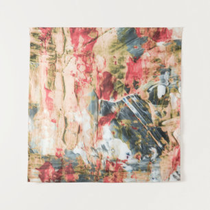 Tapiz Pintura abstracta roja blanca y amarilla