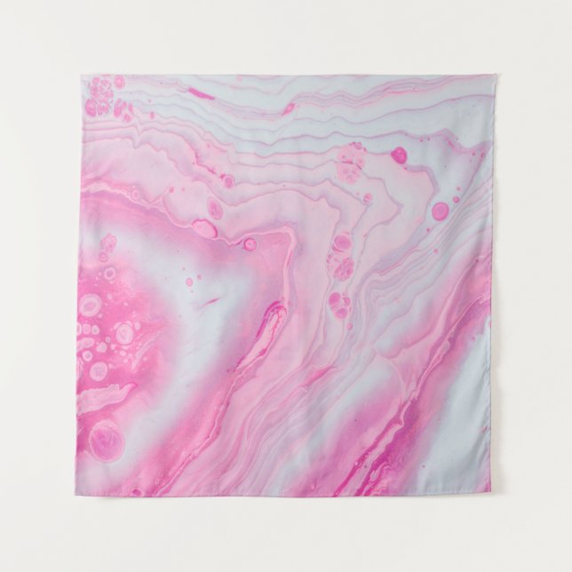 Tapiz Pintura abstracta rosa y blanca (Anverso)