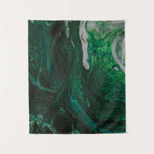Tapiz Pintura abstracta verde azulada y blanca