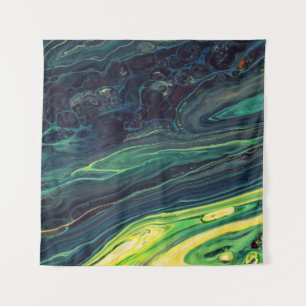 TAPIZ PINTURA ABSTRACTA VERDE Y NEGRA