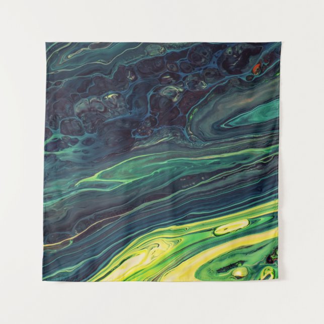 TAPIZ PINTURA ABSTRACTA VERDE Y NEGRA (Anverso)