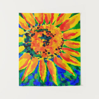 Tapiz Pintura acrílica de un solo girasol brillante y al