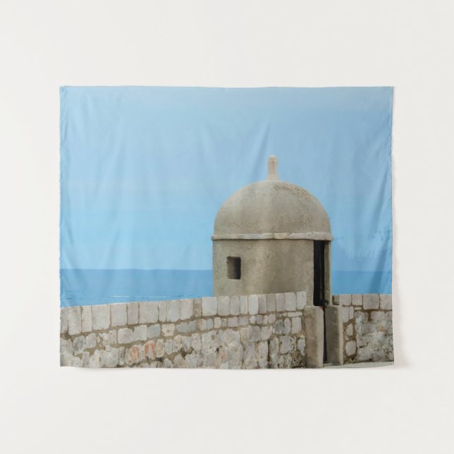Tapiz Pintura acuarela del muro de la ciudad de Dubrovni (Anverso (horizontal))