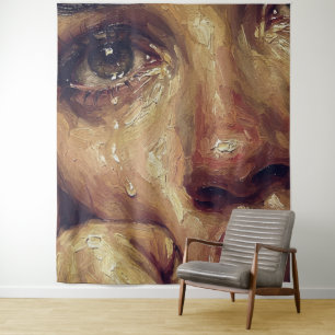 Tapiz Pintura al óleo de retrato llorando — Texturizada