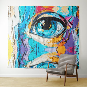 Tapiz Pintura al óleo digital abstracta de ojos hermosos
