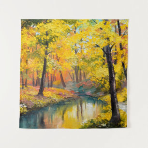 Tapiz pintura al óleo sobre lienzo - pintura forestal de