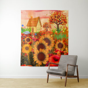 Tapiz Pintura artística de flores Western Sun - Granja r
