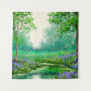 Tapiz Pintura de aceite en el paisaje de primavera, bosq