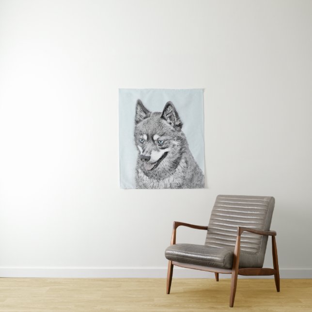 Tapiz Pintura de Alaskan Klee Kai - Arte Perro Original. (In situ)