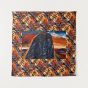 Tapiz Pintura de arte de galgo afgano Kokopelli